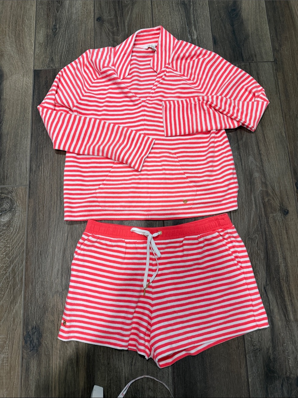 Lilly Pulitzer Pink and White Striped Top & Shorts Set